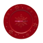 Тарелка десертная 22 см красная, "Снежинки", Snowflakes